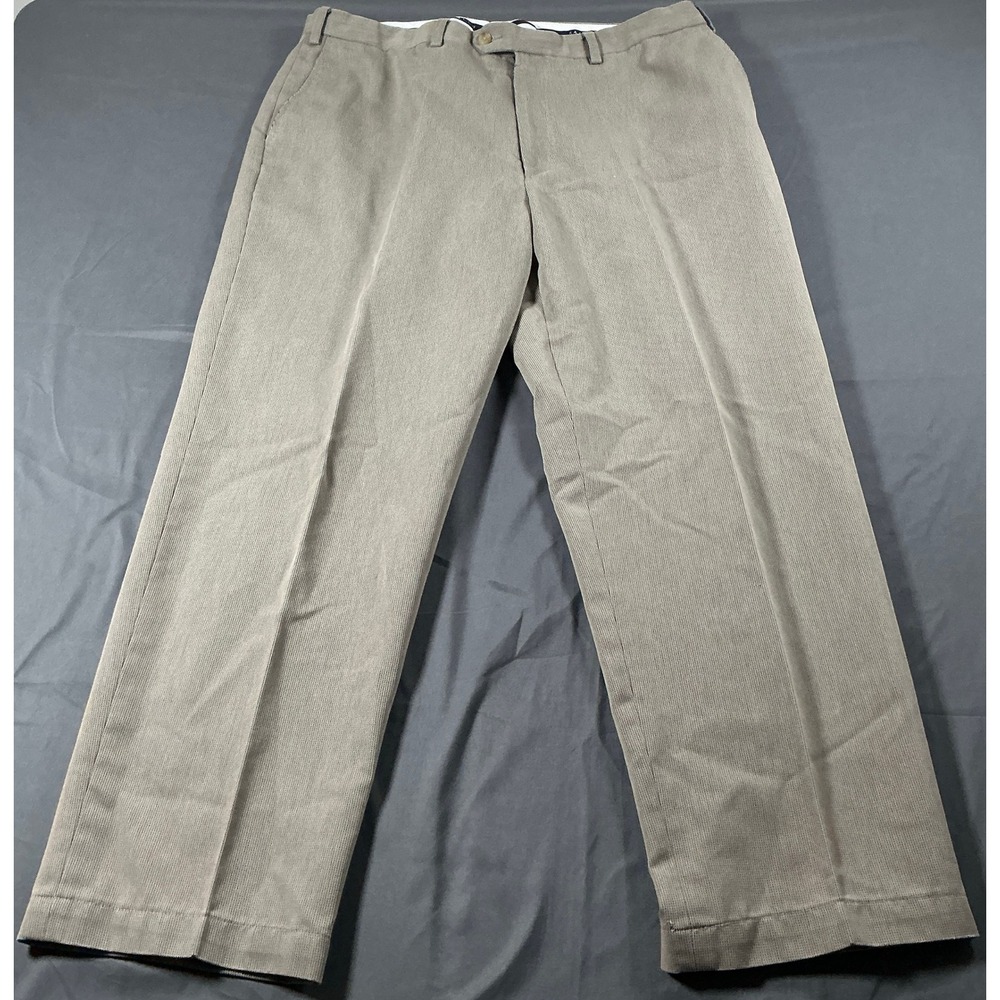 Ralph Lauren Mens Micro Textured Dress Pants Tan Khaki 42x32 Flat Front Trousers